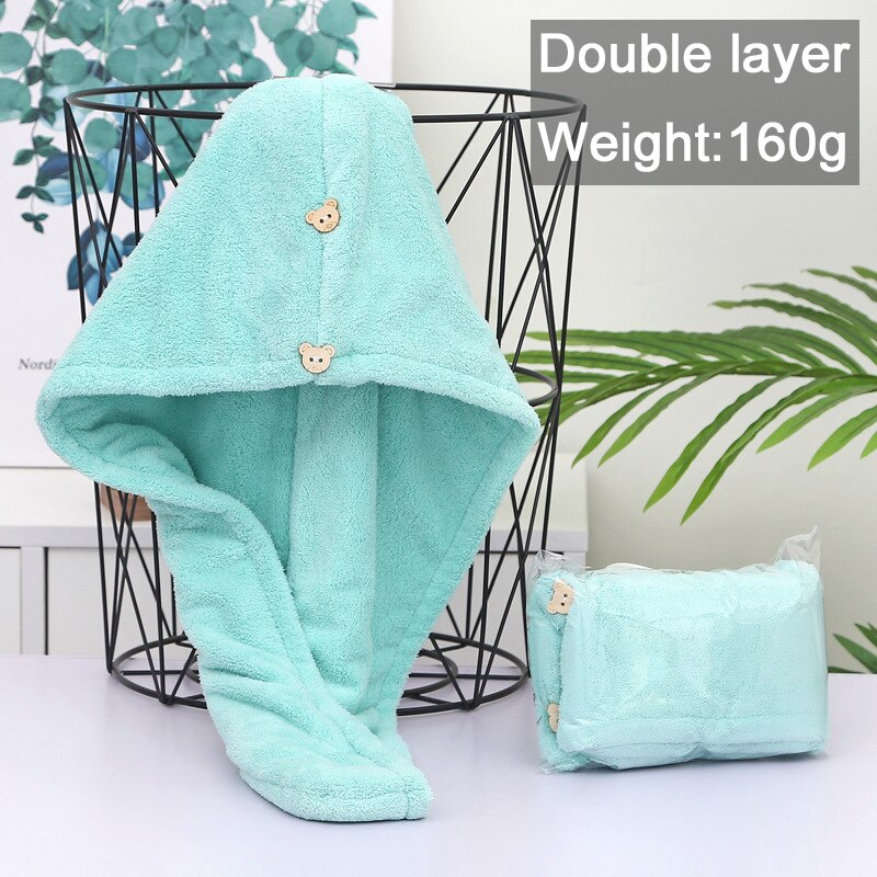 Women Towels Bathroom Microfiber Towel Rapid drying Hair Towel Bath Towels For Adults toallas microfibra toalha de banho: Green-Double layer