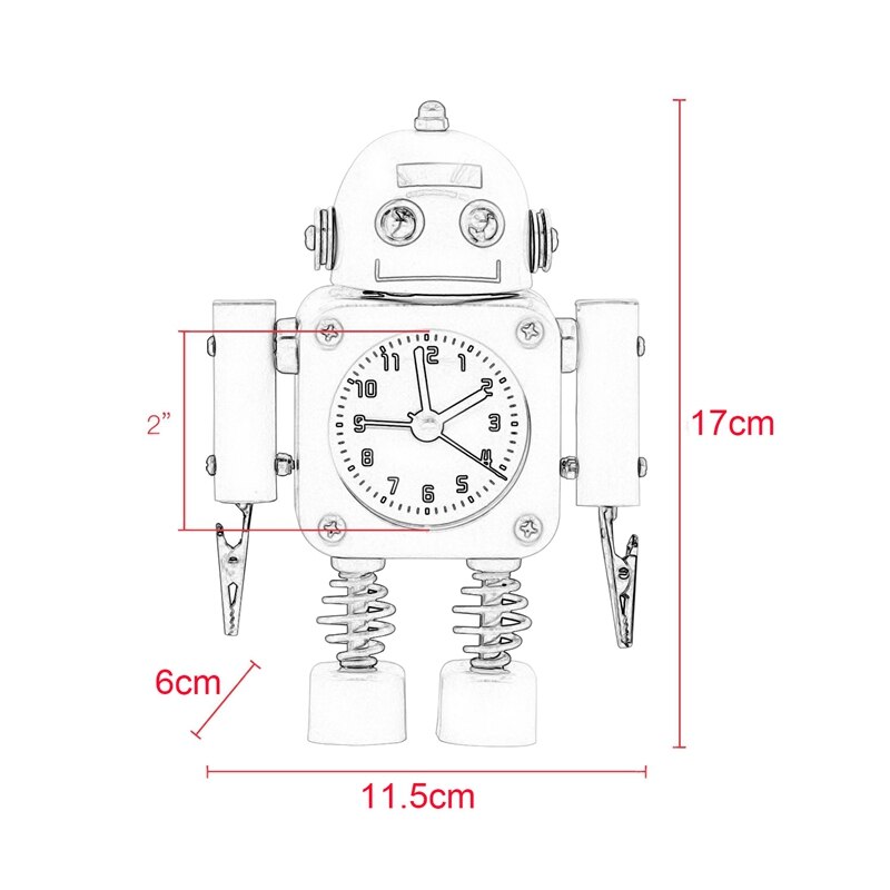 Non-Ticchettio Robot Sveglia, Bambini di Allarme Orologio, wake-Up Orologio con Lampeggiante Luci Occhio e Clip di Mano, Rosso