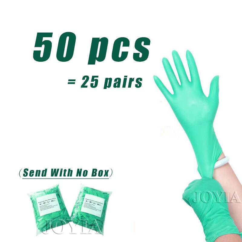 Green Disposable Gloves 100 20 50 Pcs Synthetic Nitrile Gloves Small Large Man Woman Home Work Safety S M L Latex Powder Free: 50 pcs / S
