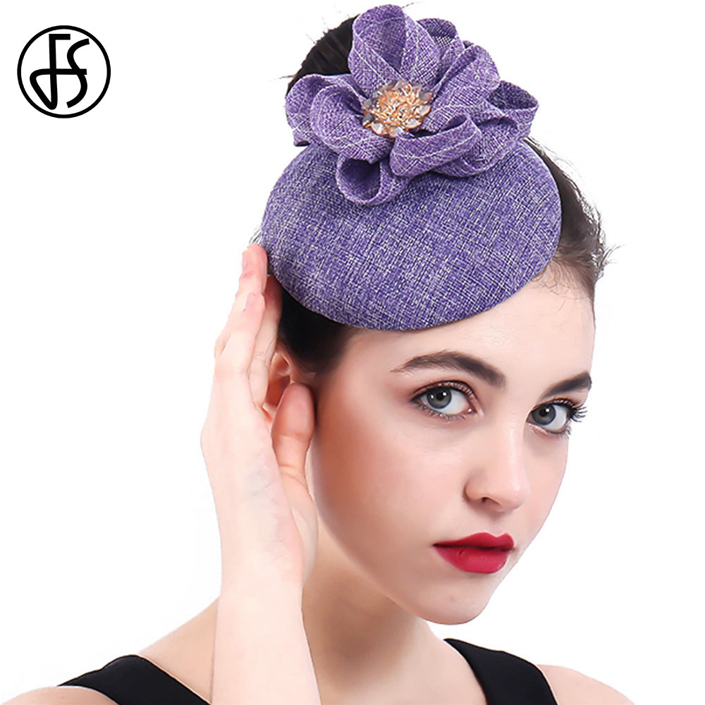 FS-gorros de boda para mujer, sombrero con pinza para el pelo, , nupcial, iglesia, Fedora, pastillero