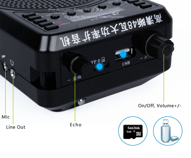 Voice Versterker Megafoon Booster Microfoon Mini Draagbare Speaker Ondersteuning USB TF Card FM Radio Voor Leraar Gids