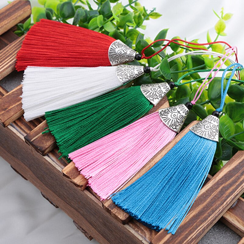 5Stck Gemischte Farbe 8cm Hängenden Seil Seide Quasten Randbereich NäHenne Knall Quaste trimmen Schlüssel Quasten Für Diy Verschönern vorhang Zubehör