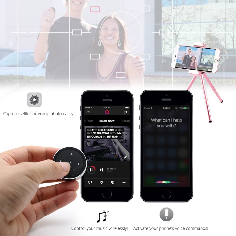Wireless Bluetooth Car Kit Media Button Remote Control Car Motorcycle Steering Wheel Music 3.5mm Jack AUX Receiver Handsfree