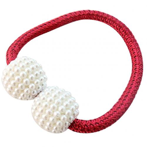 Abrazadera magnética para cortina, soporte de anillo para cortina, cuentas de perla de imitación, accesorios decorativos para el hogar: Rojo