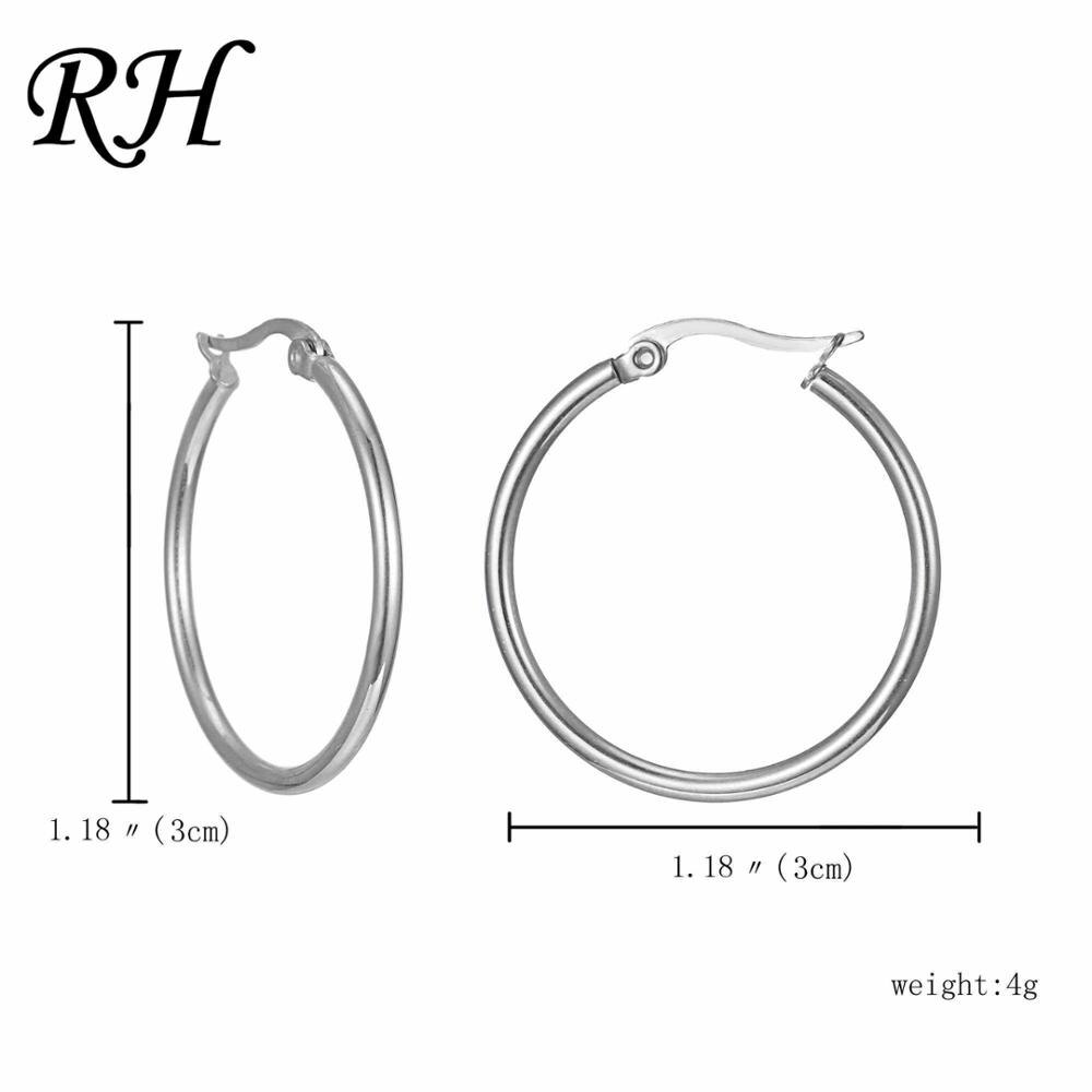 Store store glatte cirkel øreringe til kvinder rustfrit stål hyperbole punk piercing store runde sølvfarvede smykker: 30mm