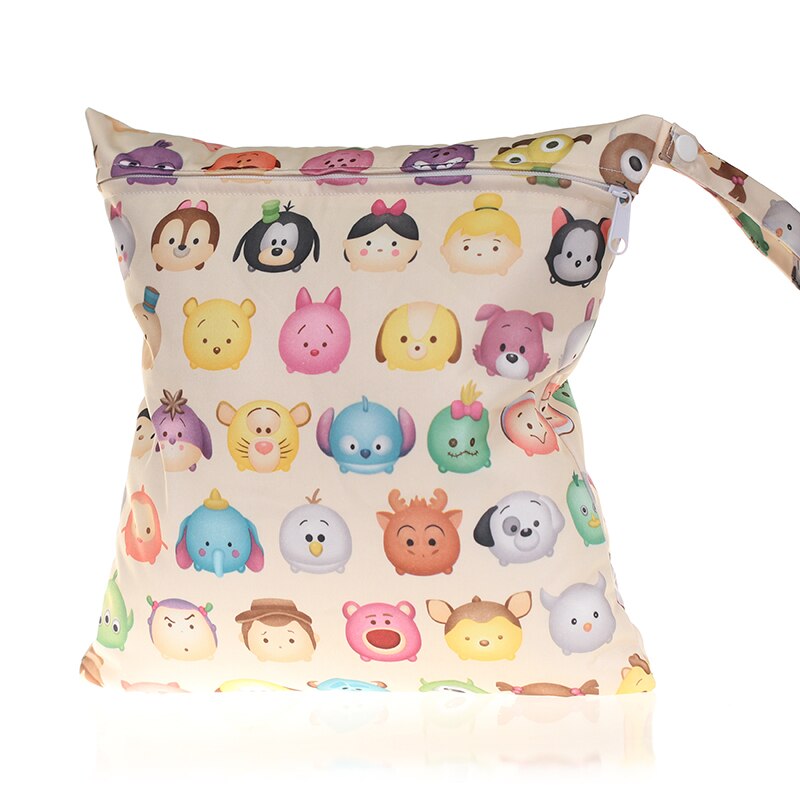 15 Kleuren Waterdichte Natte Zakken Digitale Print Luiertas Kan Wassen Urine Bag Mooie Animal Patroon Single Rits Luiertas: katong
