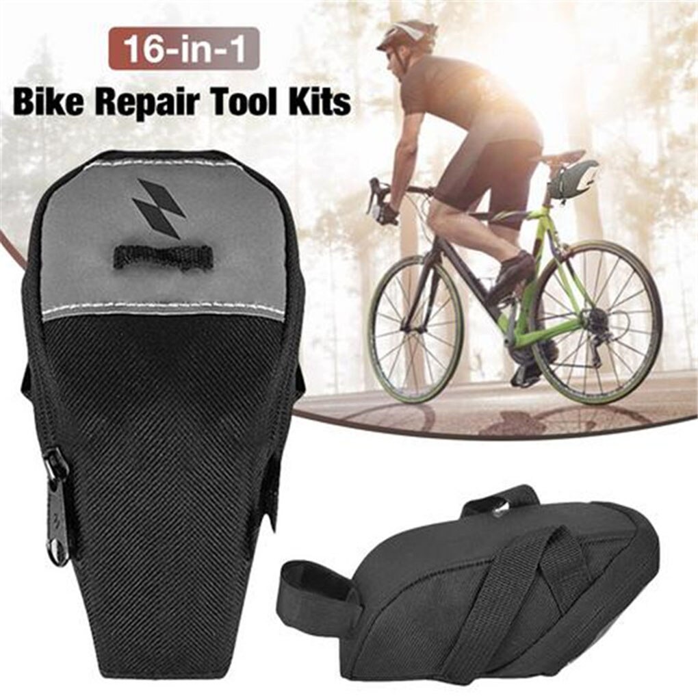 16- in -1 fietsreparatiesets reflecterende fietszadeltas gereedschapset fietsaccessoires