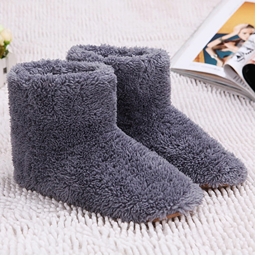 Zapatos con calefacción USB para hombres y mujeres, zapatillas eléctricas de felpa, botas de nieve cálidas, zapatos calefactables de invierno, talla 35-43 pies