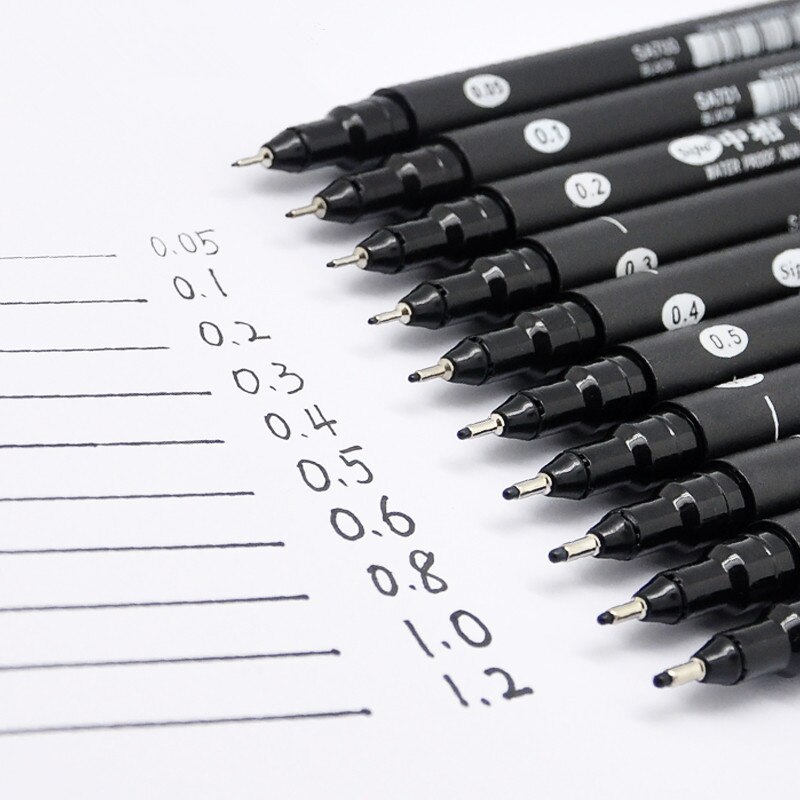 1Pc Sipa Drawing Pen Fineliner Ultra fine line marker ink black 005 01 02 03 05 08 Micron drawing Pen art Marker set