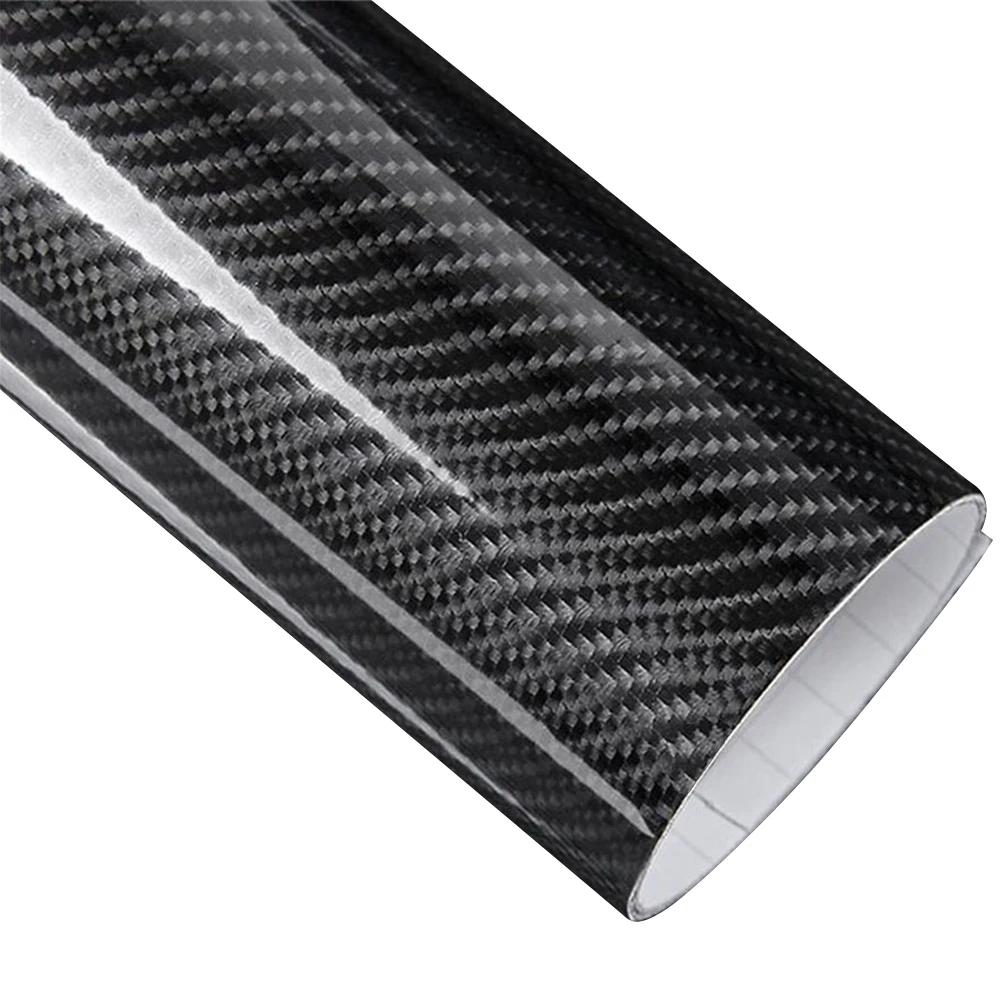 Película de vinilo de envoltura de fibra de carbono brillante 2D 3D 4D 5D 6D pegatina de coche Auto motocicleta envoltura película de cobertura accesorios decorativos para coche: S / Plata