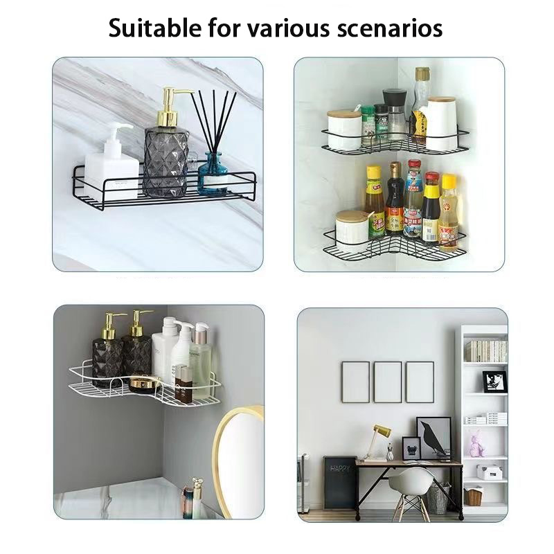 Bathroom Shelf Wall Mounted Corner Storage Shelves Shampoo Holder Iron Shower Drain Basket Bathroom Accessories Organizer