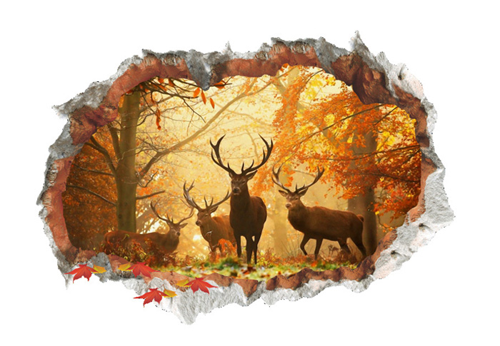 Pared rota 3D ciervo alce bosque pegatina de pared de sala de estar extraíble para la decoración del hogar, pegatinas de fondo, pegatinas de paisaje artístico: 1