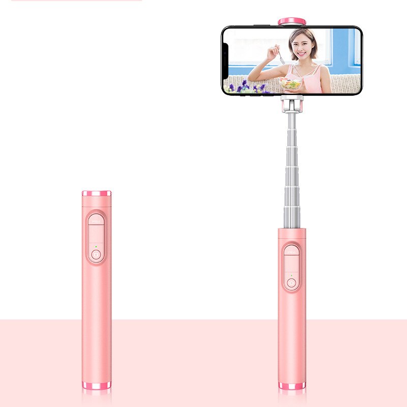 Kijek robić selfie, statyw, przenośny, wielofunkcyjny, aluminiowy, lekki, zdalnie sterowany, bluetooth, robić huawei, xiaomi, iphone'a 11: Różowy