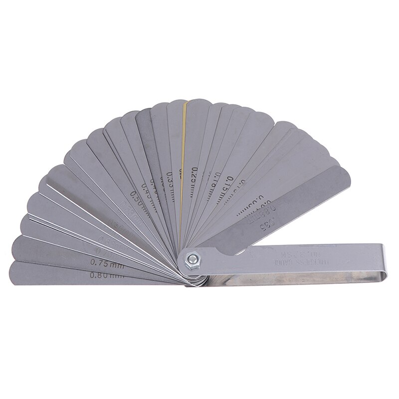 1set Stainless Steel 32 Blades Feeler Gauge Metric Gap Filler 0.04-0.88mm Thickness Gage For Measurement Gauging Measuring Tool