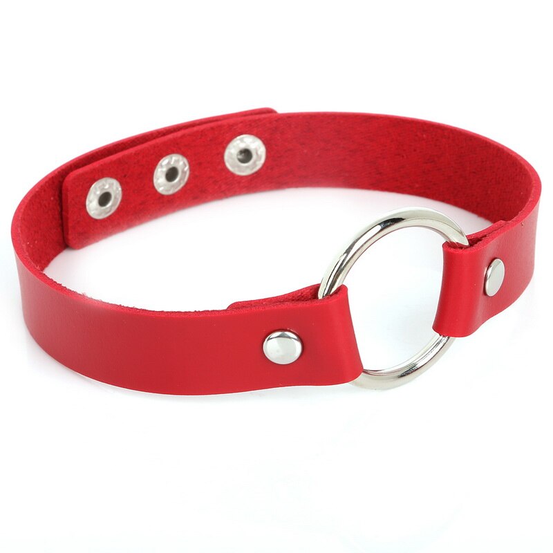 Newest Jewelry Women Punk Rivet Gothic Choker Necklace DIY Handmade PU Leather Harajuku Grunge Funky Torques Anime Necklace: Red