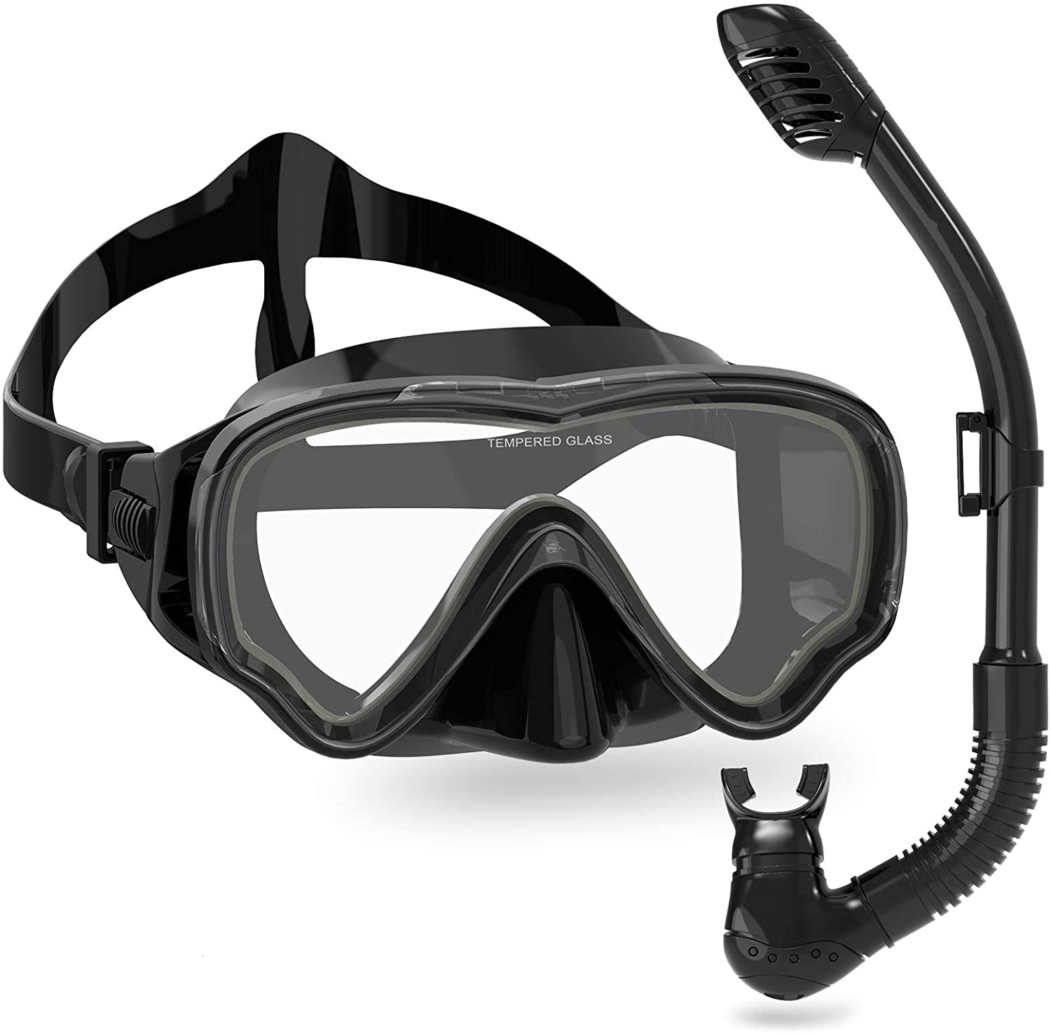 2022 Snorkelling Snorkel Diving Scuba Set Gear for Kids Youth Junior Anti-Fog Tempered Glass Snorkel Mask Snorkeling Swimming: Black