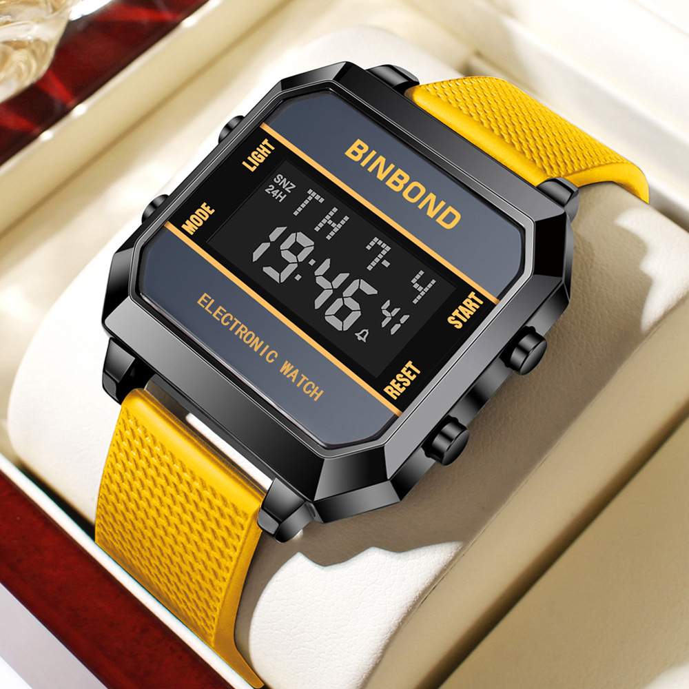 Outdoor Sport Electronic Watch Men Multifunction Watches Alarm Clock Chrono Waterproof LED Digital Double Time Watch: YELLOW