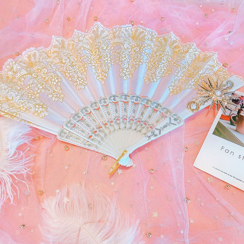 Lolita – éventail pliable en dentelle Rose, Style rétro européen, Style gothique foncé, pour danse de cour, , décoration de fête de mariage