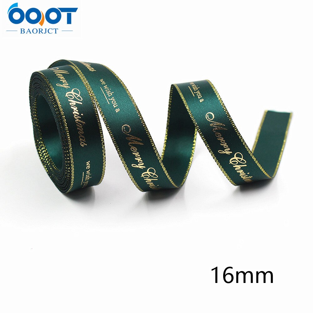 Kerst Lint 10 Yards Gedrukt Grosgrain Organza Satijnen Linten Metallic Glitter Stof Linten 20702: 8