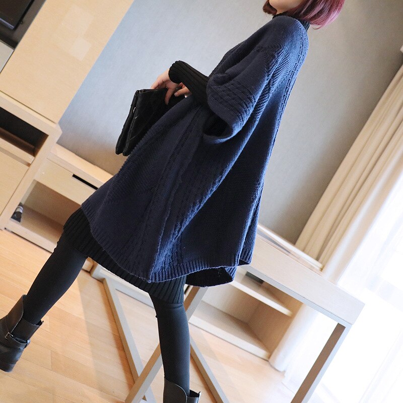 Vinter barselstrøje kvinder tyk strikket cardigan lang sweater efterår løs stor sweater frakke gravid 1661008: 04