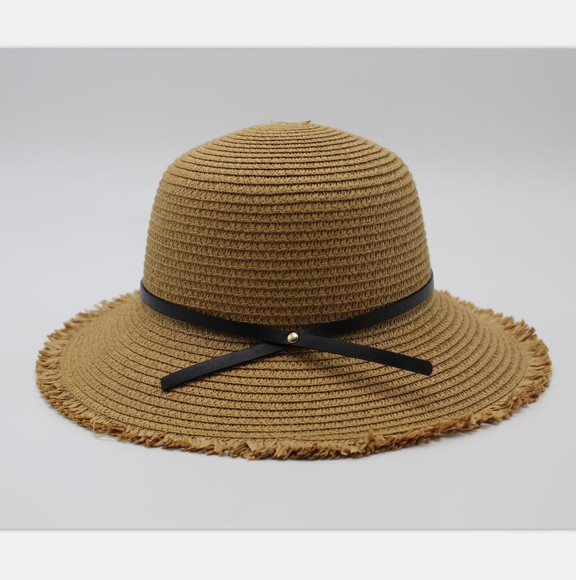 De zomer zon schipper panama hoed met Brede Rand hoed stijl voor Vrouwen, stro, strohoeden en Uv-bescherming Eenvoudige elegante hoed: 6