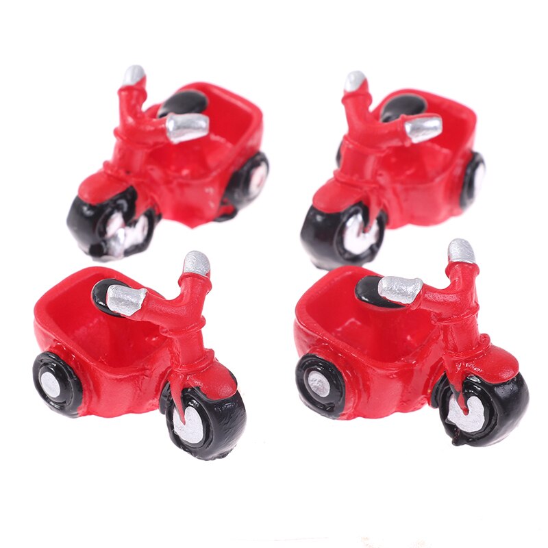 4Pcs Poppenhuis Motorfiets Driewieler Vervoer Miniatuur Ornament Diy Micro Poppenhuis Woondecoratie