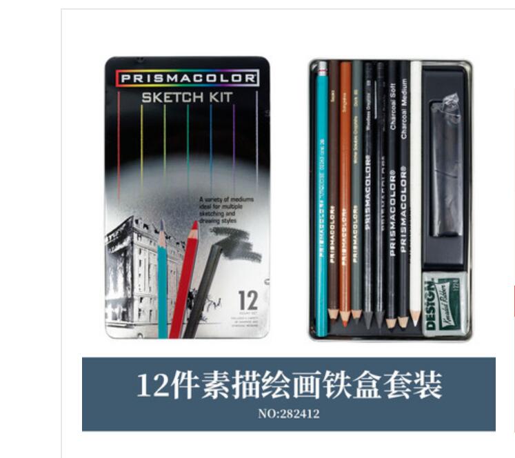 OEM USA sanford Prismacolor Art Oily Color Pencil 24 36 48 72 132 150 Color Lapis de cor Wood Color Pencils Artist School Supply: 12 sketch tin box