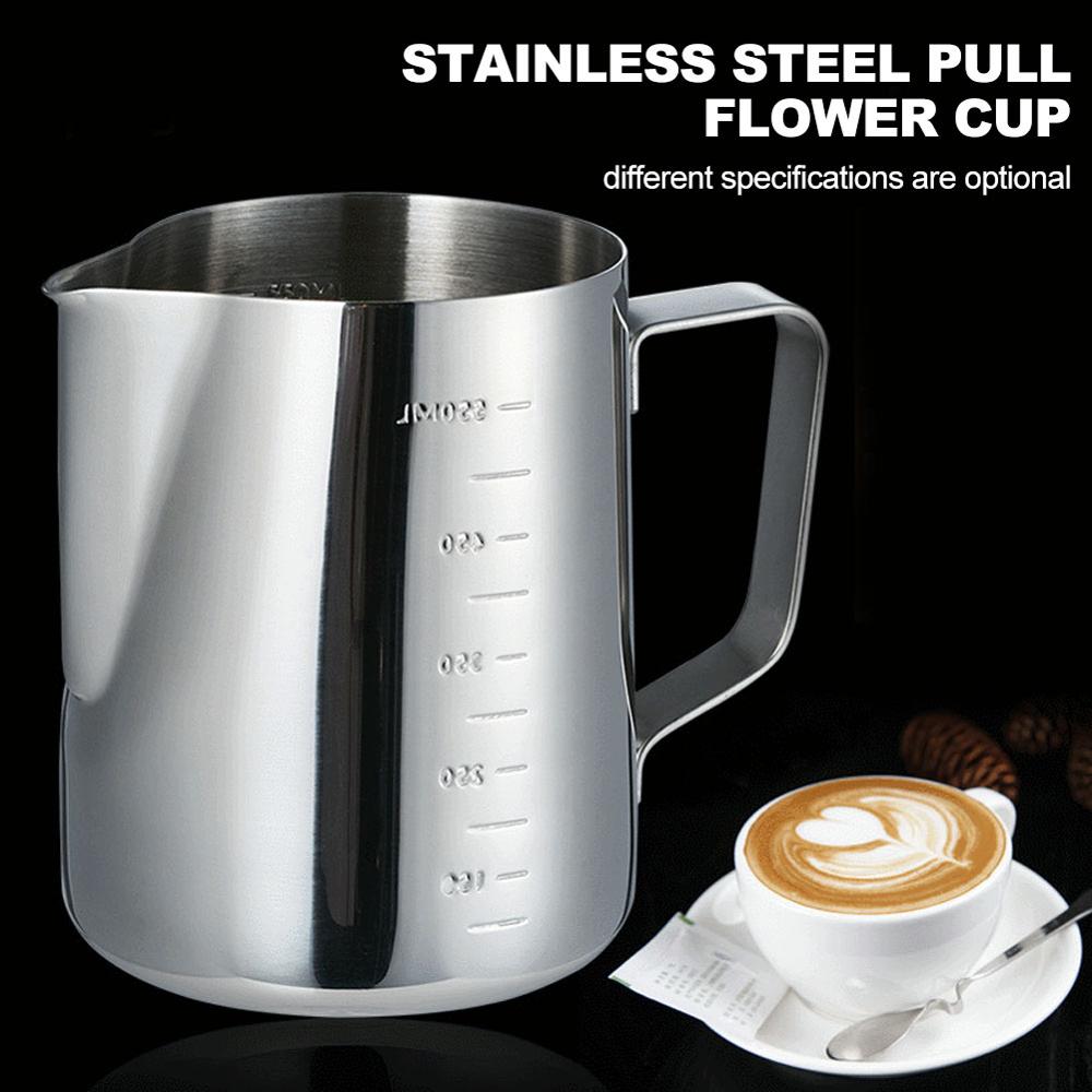 Slitstark mjölkkanna 350-900ml rostfritt stål skumning krukan dra blomma kopp kaffe mjölkskummare latte art behållare kaffe