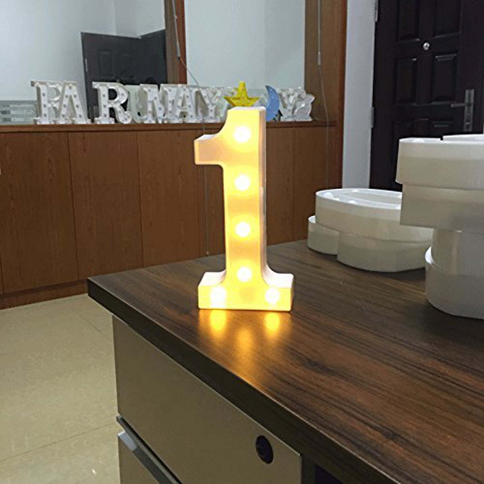 Number LED Night Lights Luminous Number Letter Lamp Light for Home Wedding Birthday Christmas Party Decoration Scene Props: Lemon yellow
