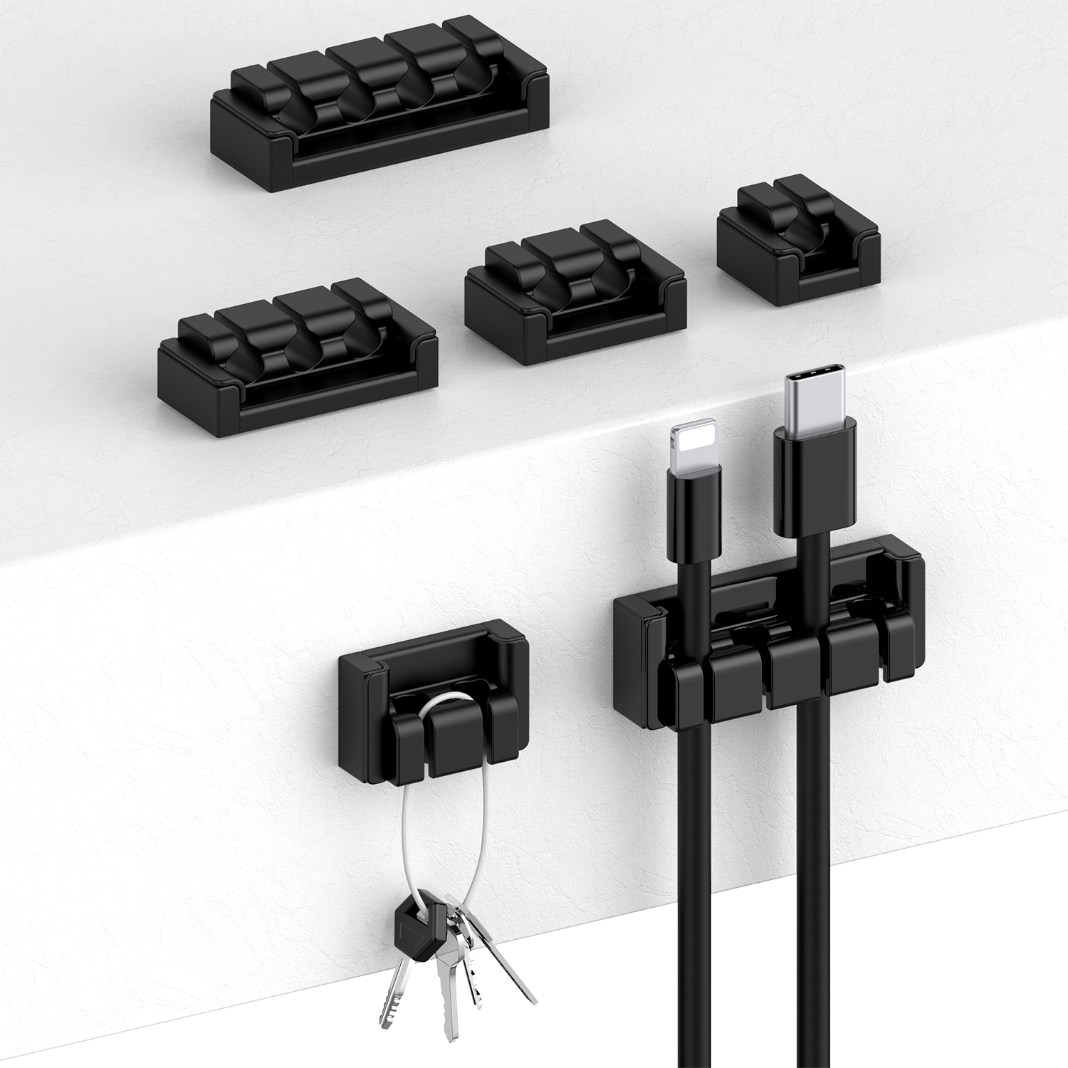 Organizador de cables 1, 2, 3, 4 orificios, enrollador de cables, Clips flexibles de gestión de cables para despacho de cables, Protector de cables para cargadores