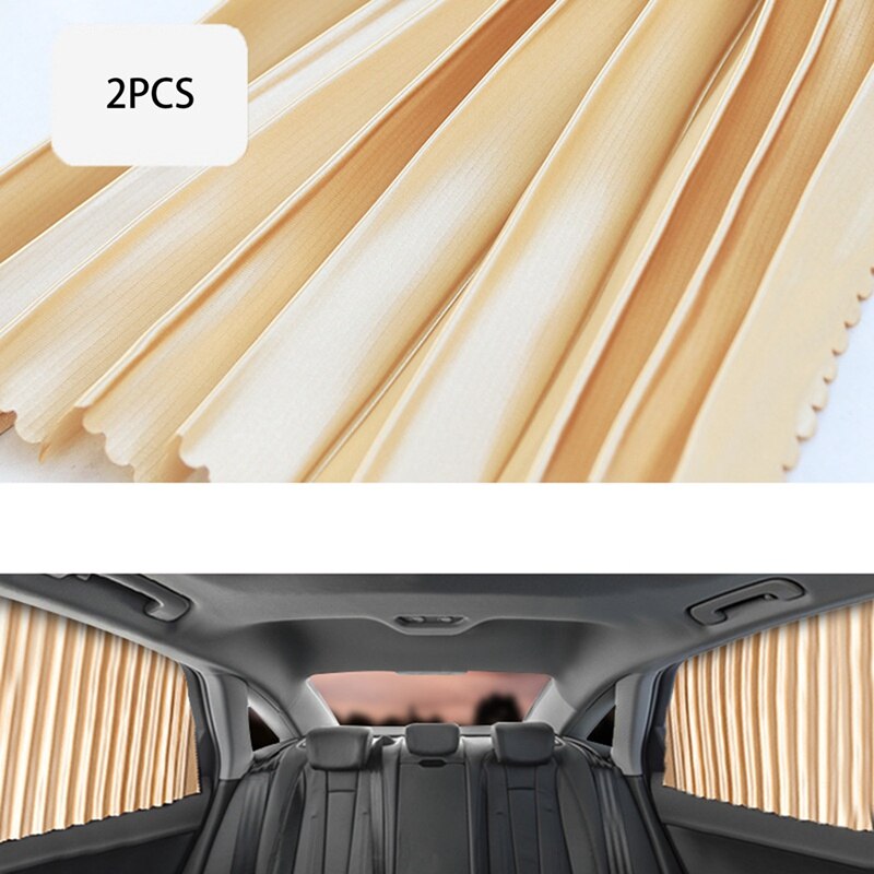 Universal Car Side Window Sun Shade Auto Sun Protection Privacy Sunshade Magnetic Curtain Keeps Cooler Screen For Sleeping: Rear 2pcs Gold