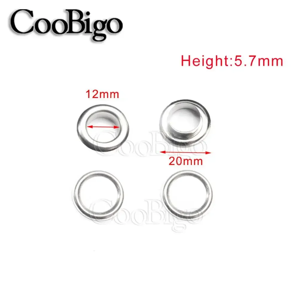 100 ensembles d'œillets ronds en cuir, œillets en métal pour chaussures, vêtements, sac, ceinture, bricolage, accessoires d'artisanat du cuir, couleur argent