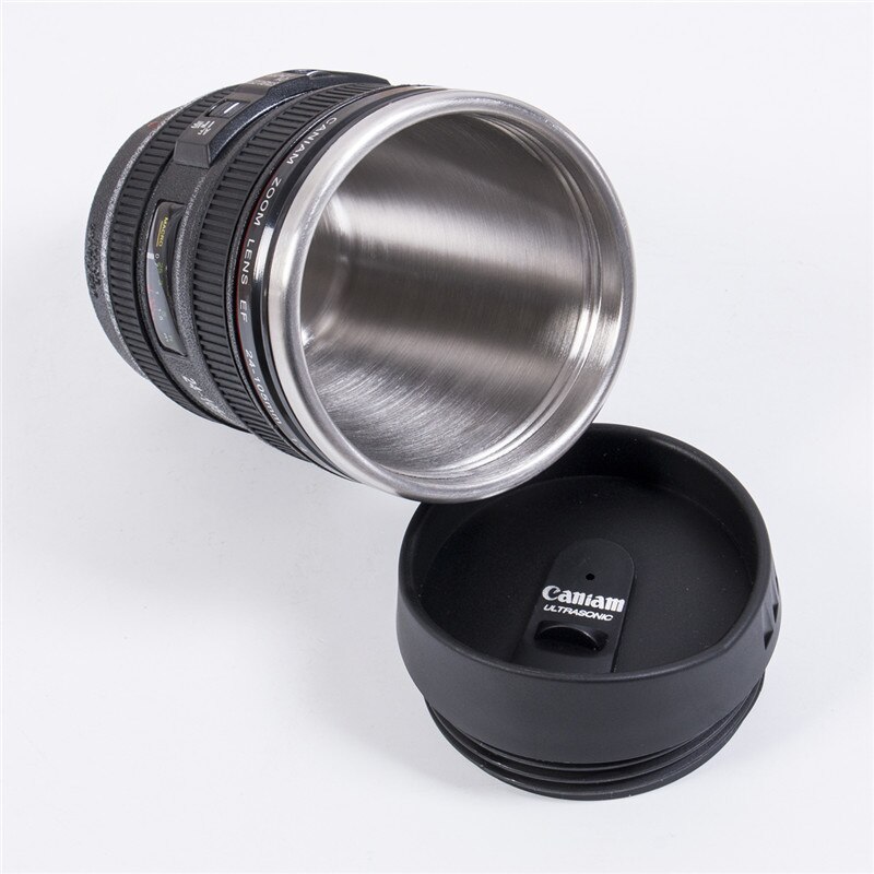 Neue 24-105MM Objektiv THERMOS Kamera Reise Kaffee Tee Tasse Becher Objektiv Kreative Tasse Edelstahl Gebürstet Liner schwarz