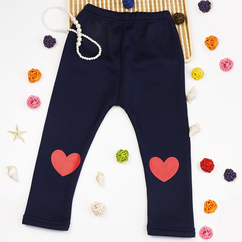 Humor Bear Girls Pants Trousers Children Girls Autumn And Winter Sweet Love Big Pants Casual Pants Plus Velvet Leggings