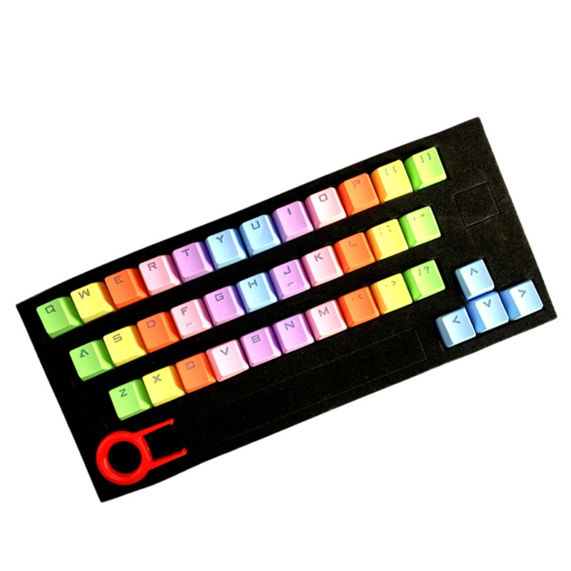 37Keys Doubleshot Rainbow Gradient Keycaps PBT OEM Profile Keycap Set for Mechanical Keyboard Cherry MX Switch w/ Puller: blue