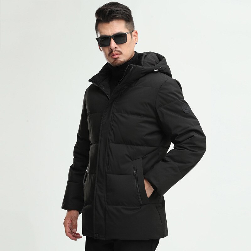 Herrar Lång Vinterjacka med Huva Polyester Modern Design main image 0