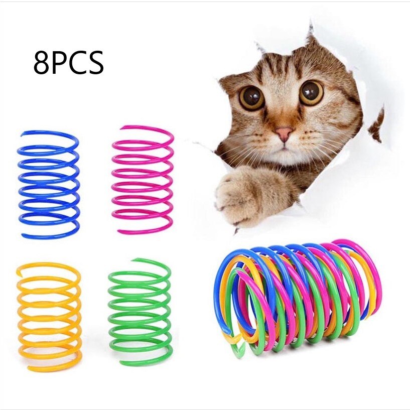 8/10pcs / Lot cat toys interactive Spring Toy Ball Wide Pet Kitten Toy Pet Products Cat Play Supplies Cats Playing Toy Pet: 8PCS  Random color