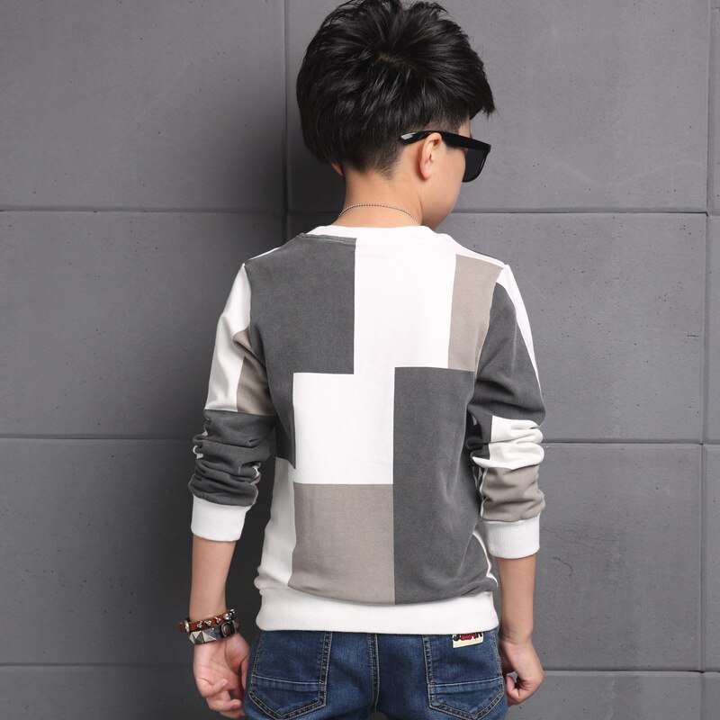 Big Boys Long Sleeve T-Shirts Spring Kids Shirts Kids Tracksuit Boys Plaid Blouse Brand Kids Teenager Clothe Age 5-15T
