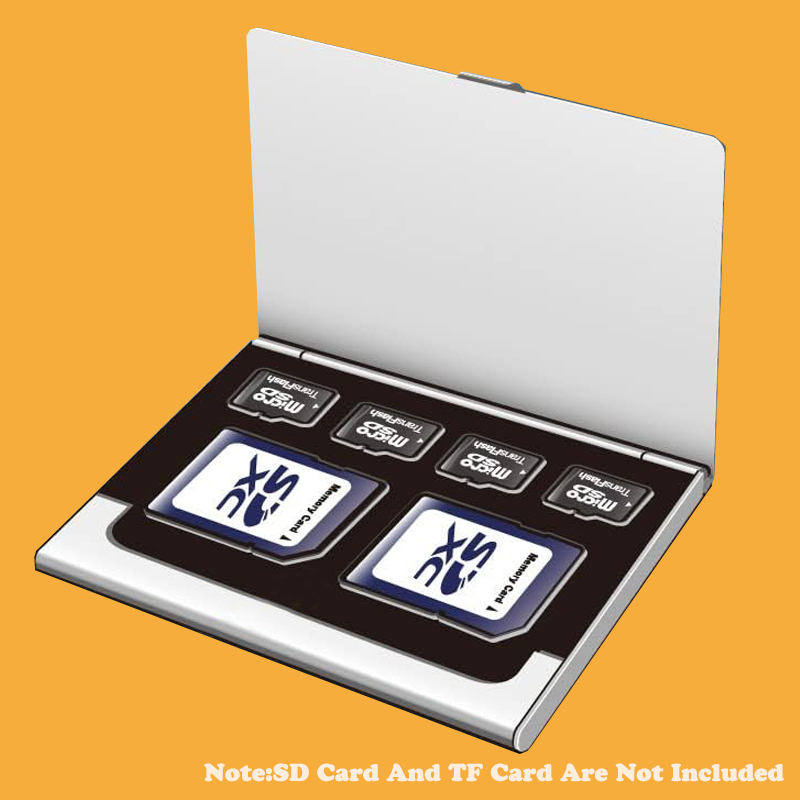 Micro SD Card Case Holder Storage Organizer, Ultra Slim stainless steel Portable TF MSD Memory Card Storage