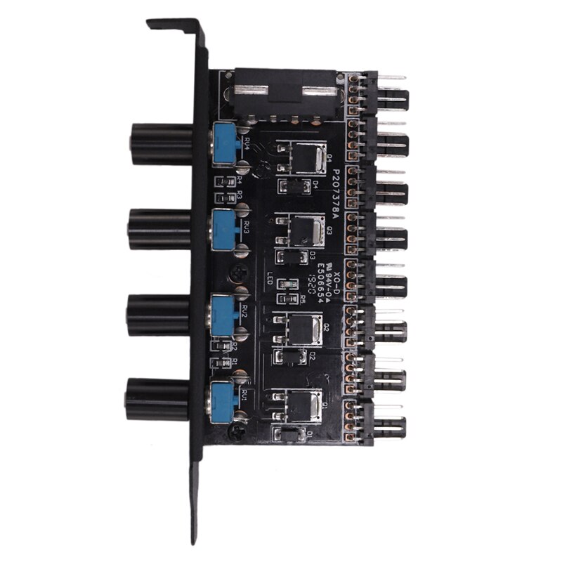 PC 8 Channels Fan Hub 4 Knob Cooling Fan Speed Controller For CPU Case HDD VGA PWM Fan PCI Bracket 12V Fan Control Power Supply