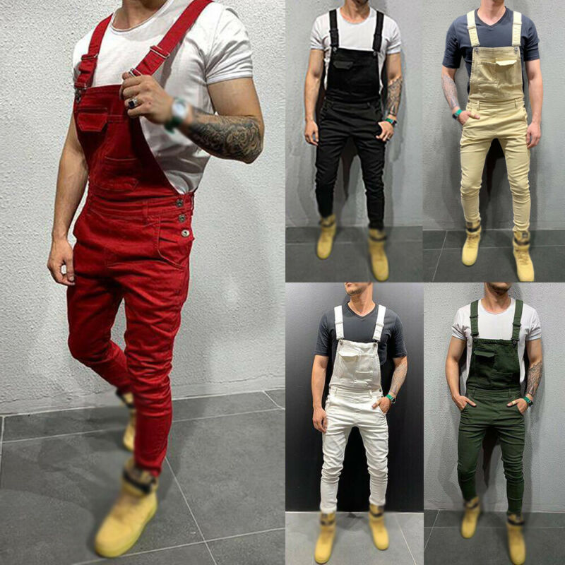 Hommes Denim Jeans salopette salopette combinaison Slim Fit bavoir pantalon décontracté coréen vêtements combinaison hommes
