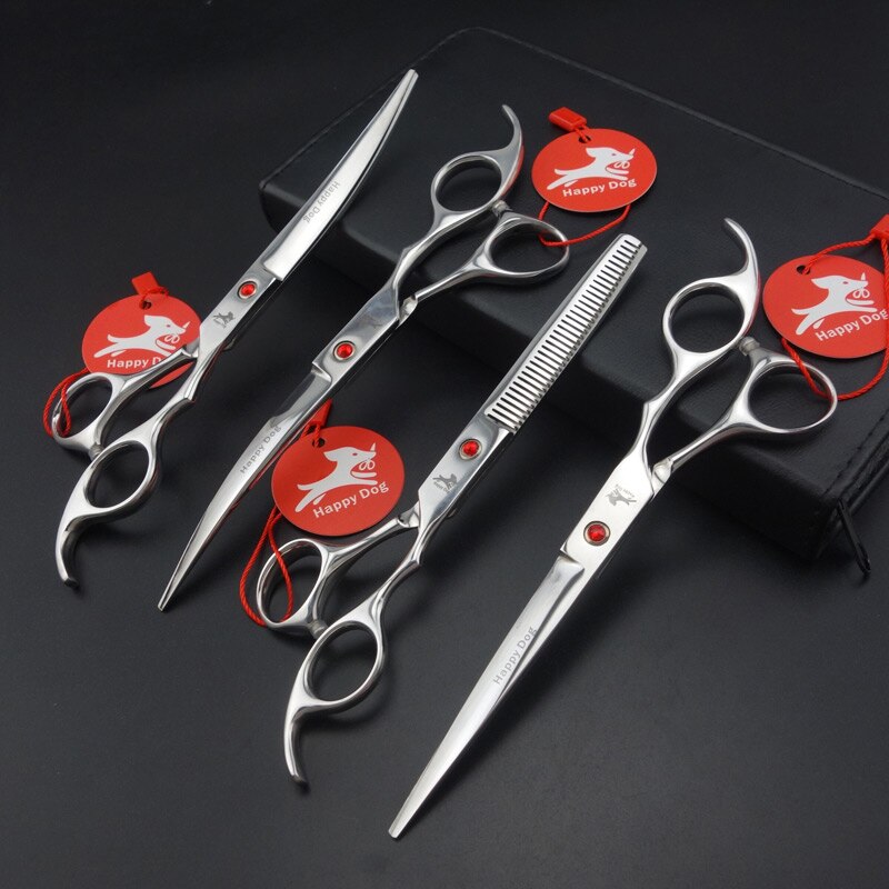 7 inch Pet Grooming Scissors set,Straight scissors & Thinning scissors & up-Curvedscissors & down-Curved scissors: 4 pieces set