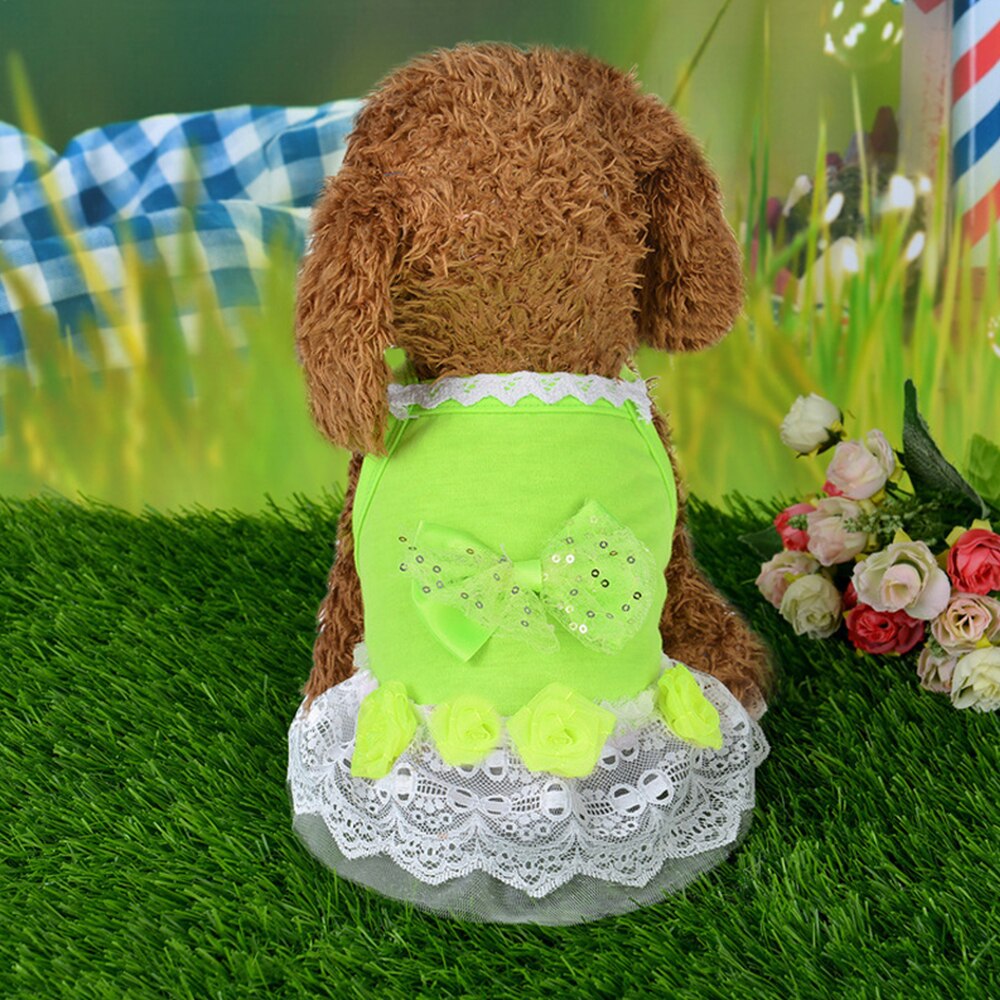 Kæledyr kat hund tøj lille hund kat prinsesse blonde tøj kjole nederdel sommer kostume til bamse kæledyr prinsesse kjole nederdel #15: Grøn / M