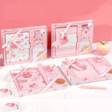 Box Set Stationery Hand Ledger Paper Tape Set Pink Peach Cake Pattern Cute Suitable for Girls Birthday School Rewards