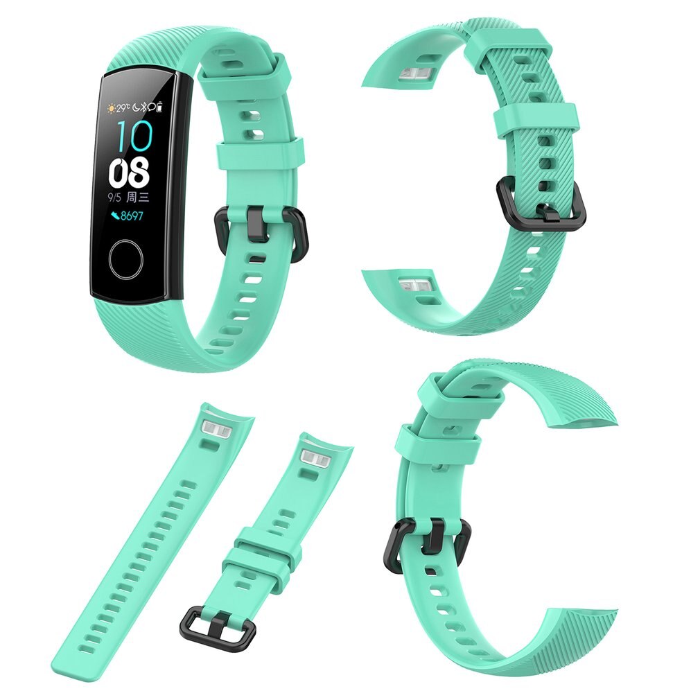Silikon Bilek Cinturino Da Polso Per Huawei Honor Fascia 5 Standard Smart Wristband di Sport Del Sostituzione Del Braccialetto Cinturino Da Polso Cintura: lake blue