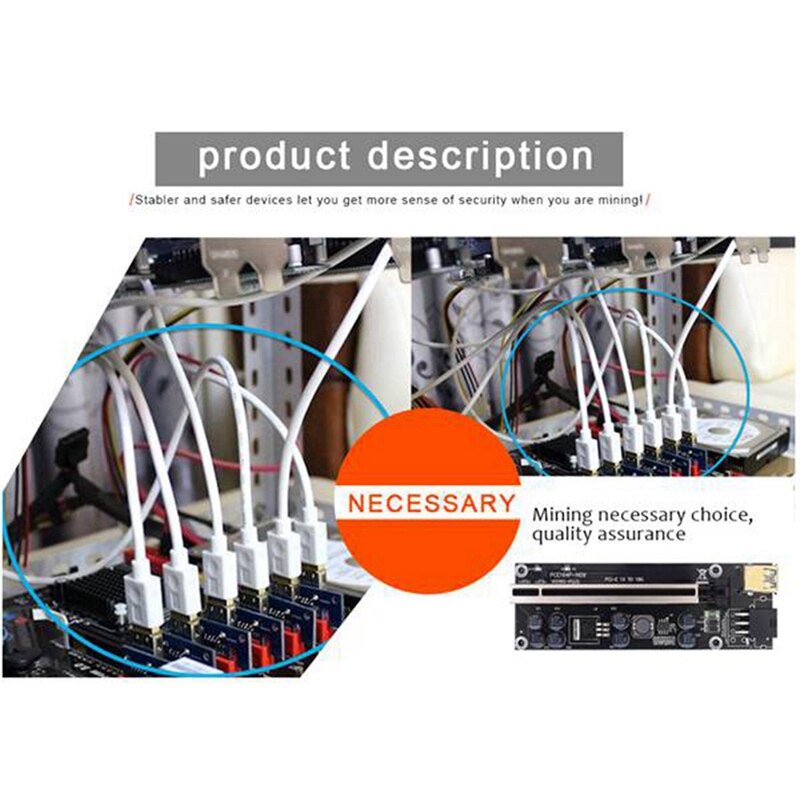 4Pcs 8 Pin PCI-E PCI Express Graphics Video Card &amp; 6Pcs VER009 Express 1X 4X 8X 16X Extender Pcie Riser Adapter Card