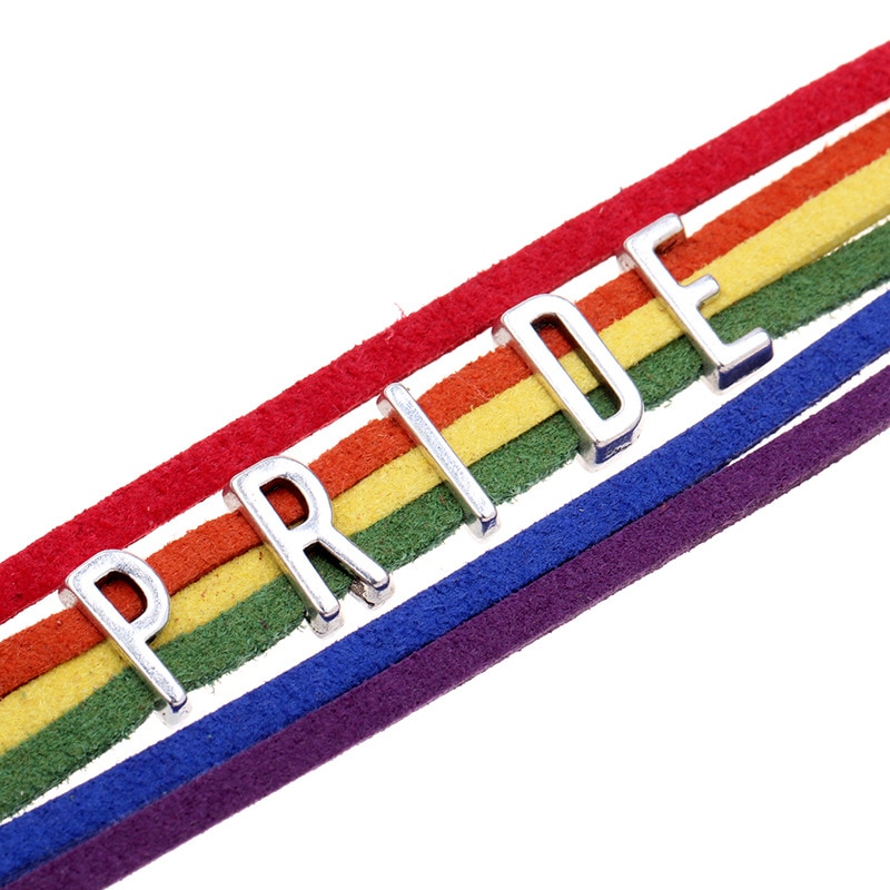 Multi-Layer Rainbow Leather LGBT Bracelets For Women Men Adjustable Bangles Gays Lesbian 'PRIDE','EQUALITY' Letter Pulseras