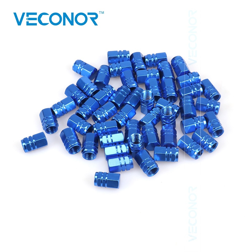 Veconor 48 stk universal aluminium hexgon stil auto bil dæk ventilkapper motorcykel cykelhjul