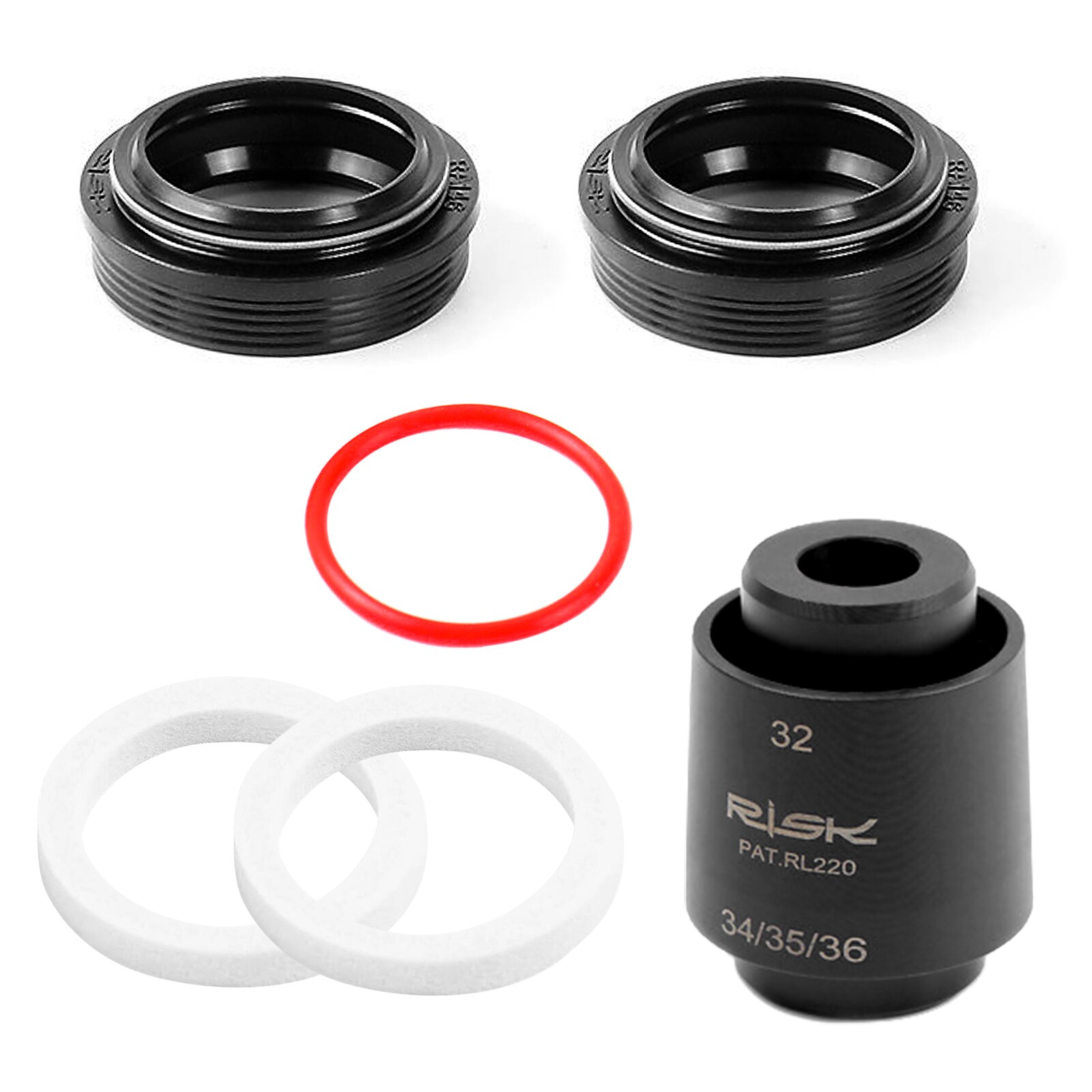 32mm Dust Wiper Kit with Installation Tool Bicycle Fork Dust Seal Foam Ring Kit 4 Set 1 Dust Sealing Tools: 32mm Type B