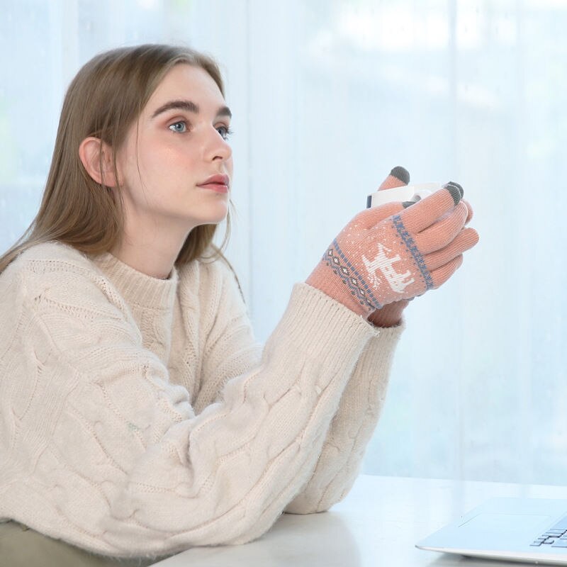 Handschoenen dames winter warm herfst cartoon studenten touchscreen jia hou rong garen gebreide katoenen vingers mannen qi xing che